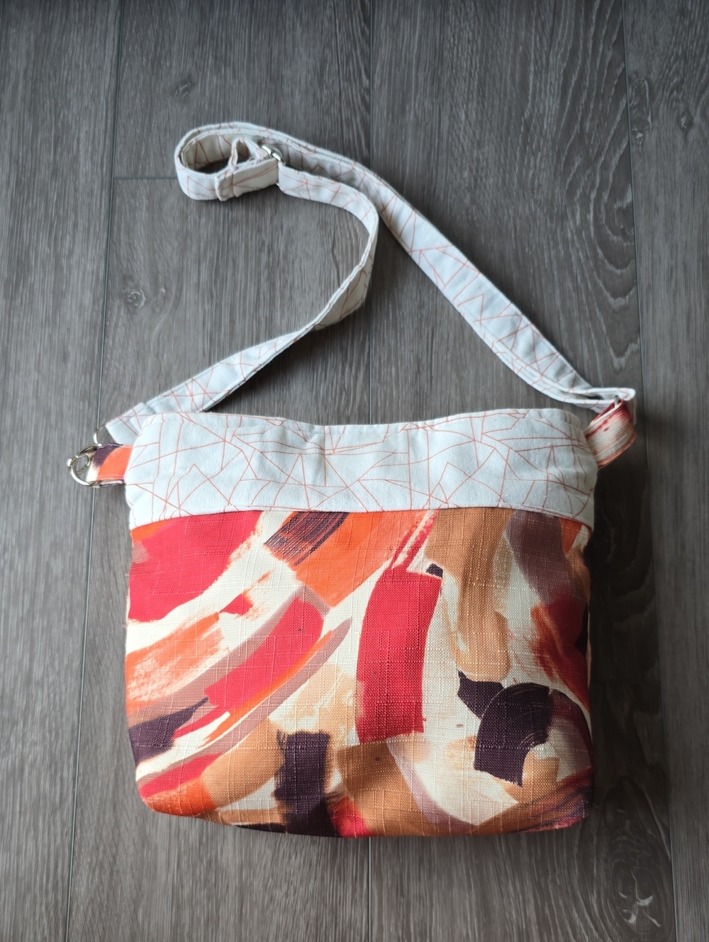 Abstract Painterly Print Crossbody Bag Boho Canvas Shoulder Purse Multicolor